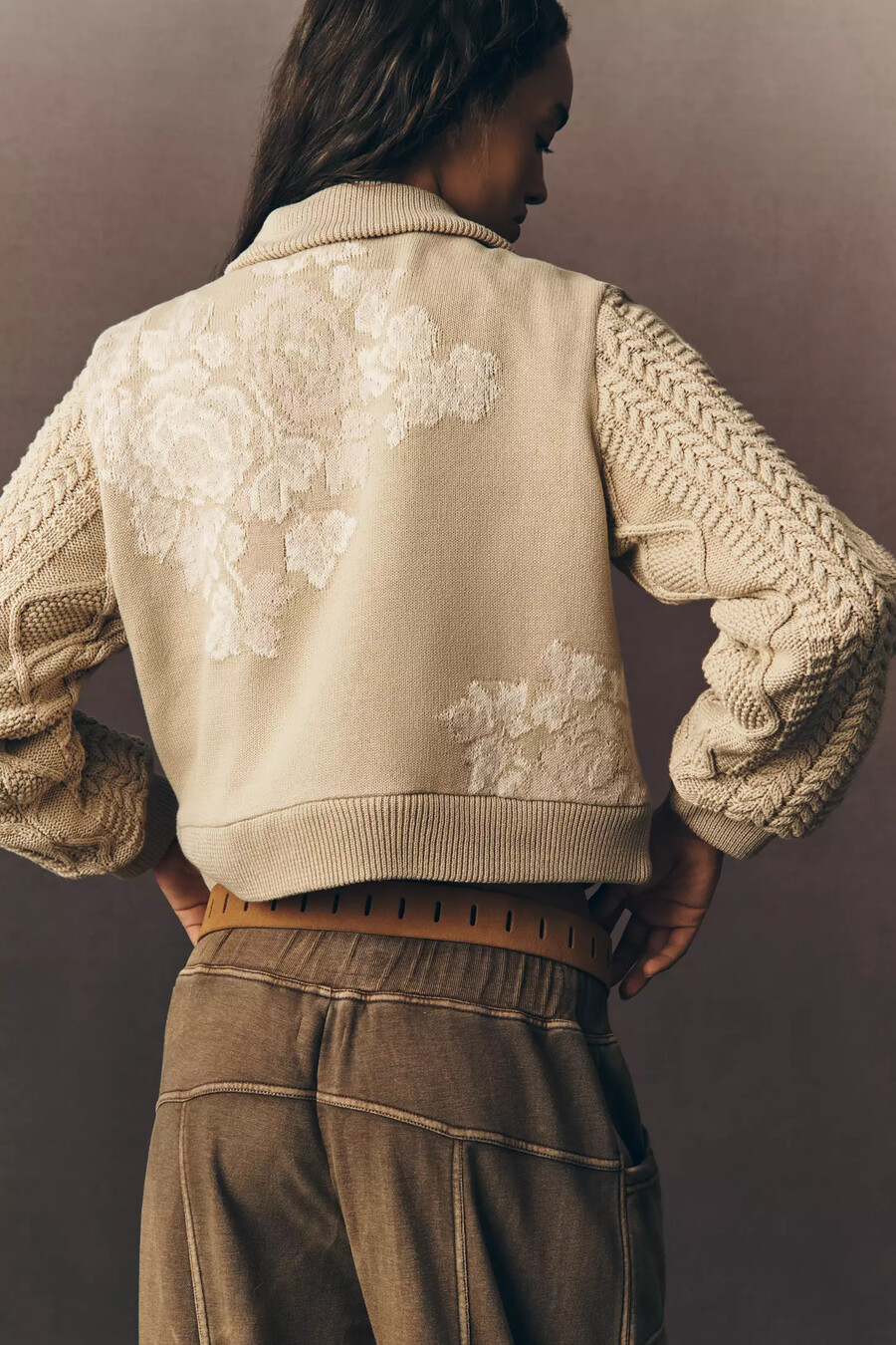 chaqueta con ribete de punto de anthropologie