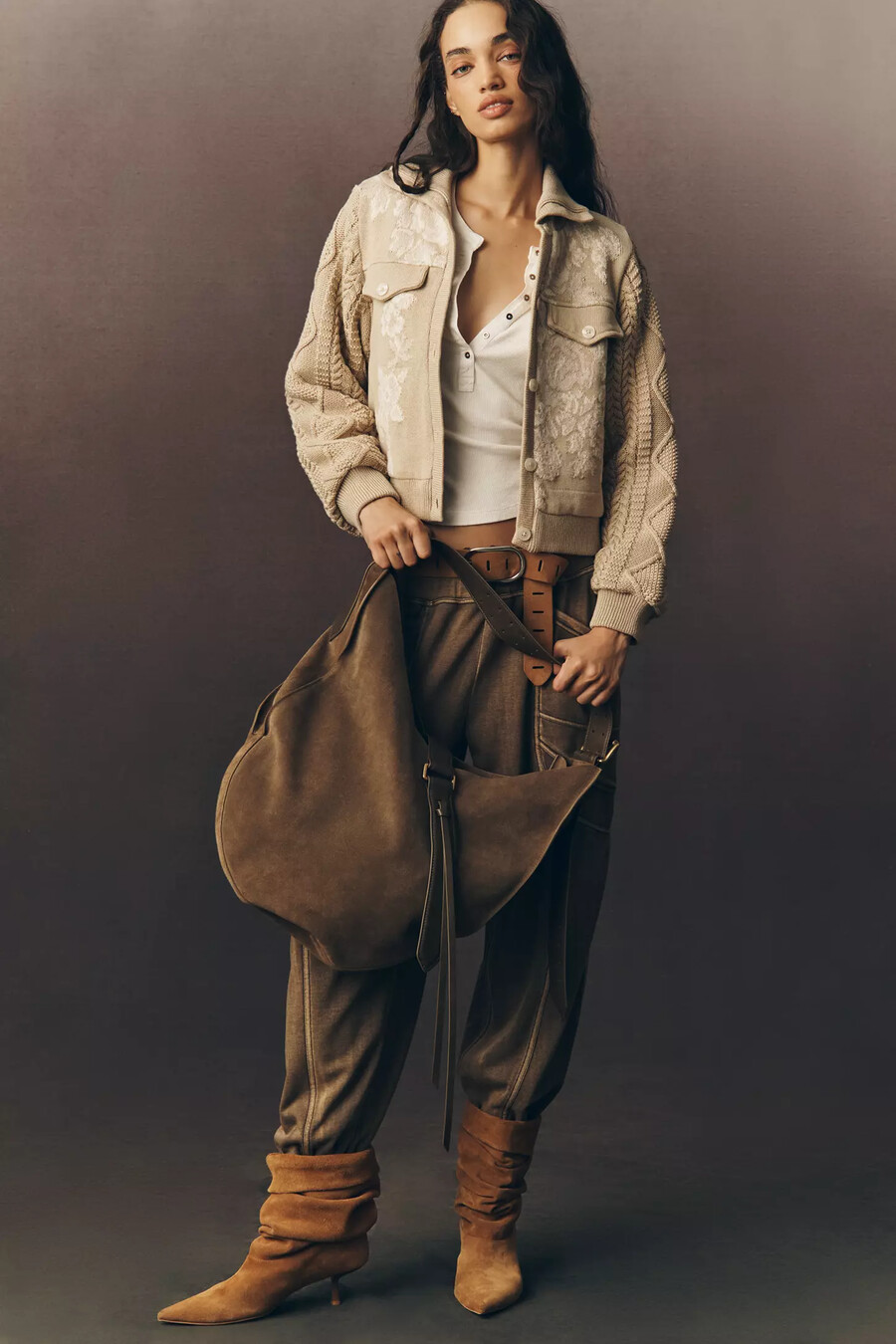 chaqueta con ribete de punto de anthropologie