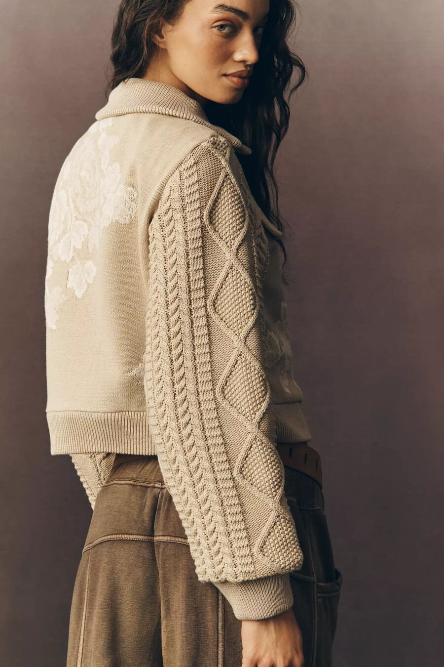 chaqueta con ribete de punto de anthropologie