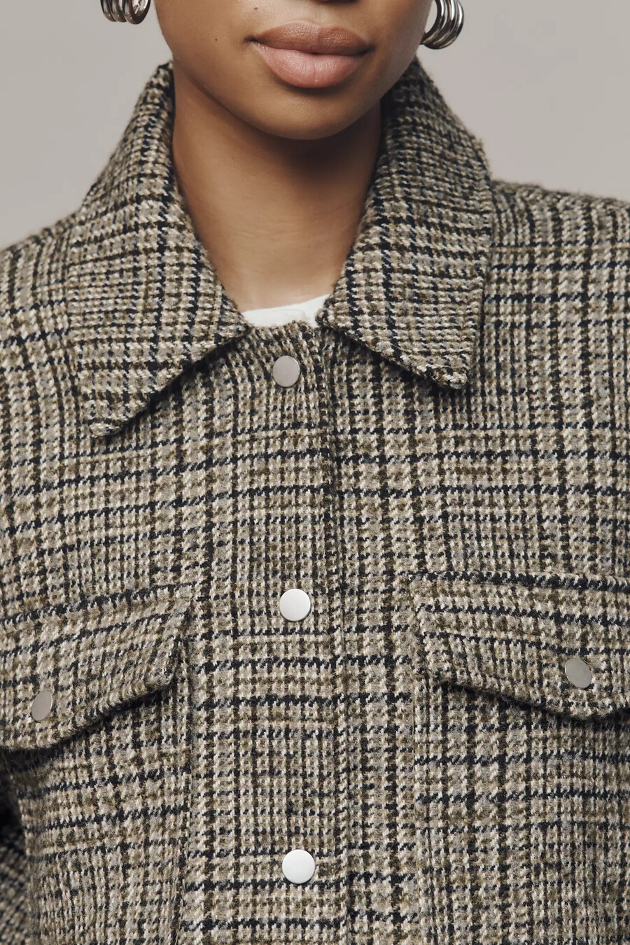 chaqueta de camisa de tweed maeve