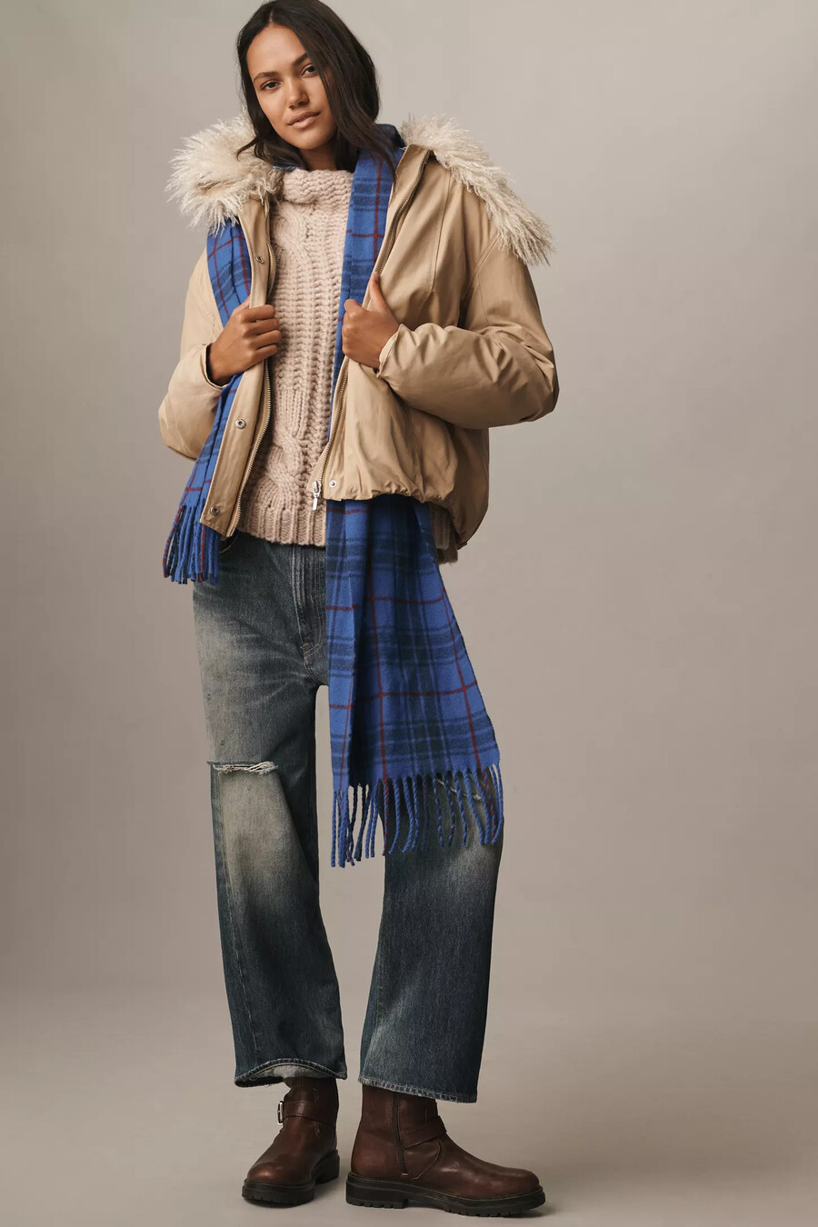 chaqueta bomber con cuello de piel sintética pilcro