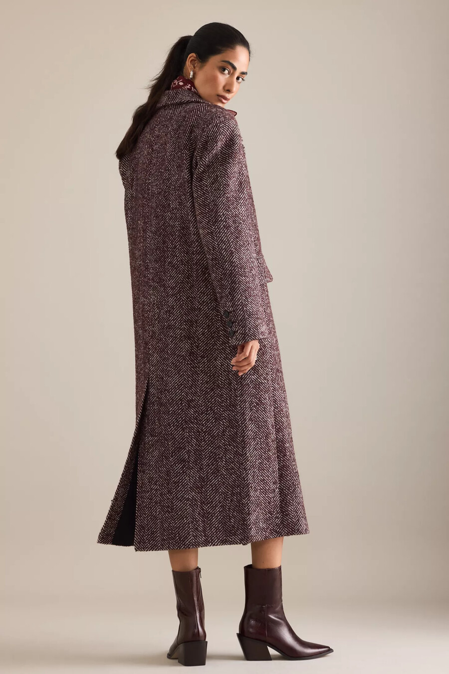 abrigo extragrande de mezcla de lana con diseño de espiga de anthropologie