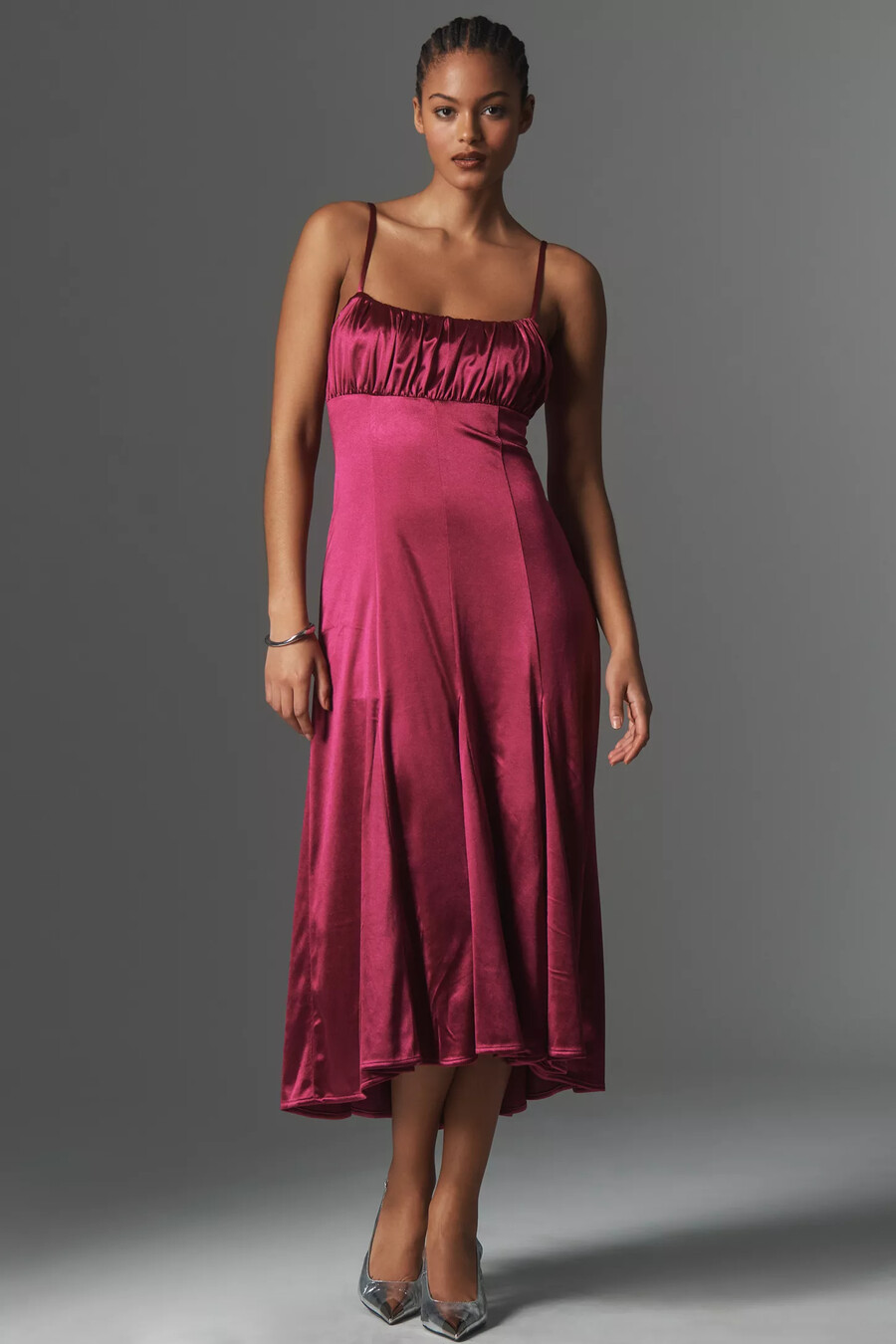 vestido midi babydoll sin mangas de anthropologie