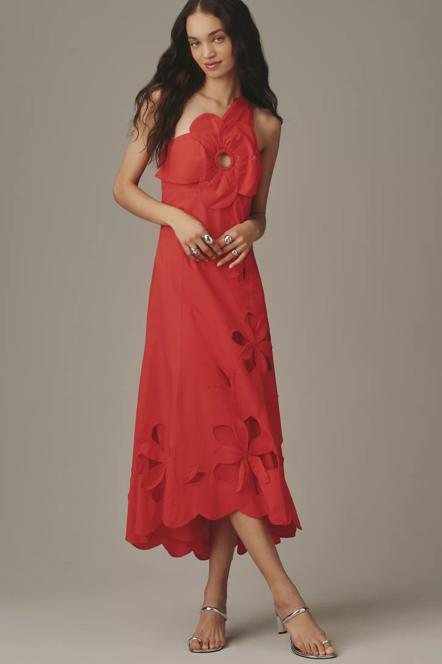 vestido calado de un solo hombro de anthropologie