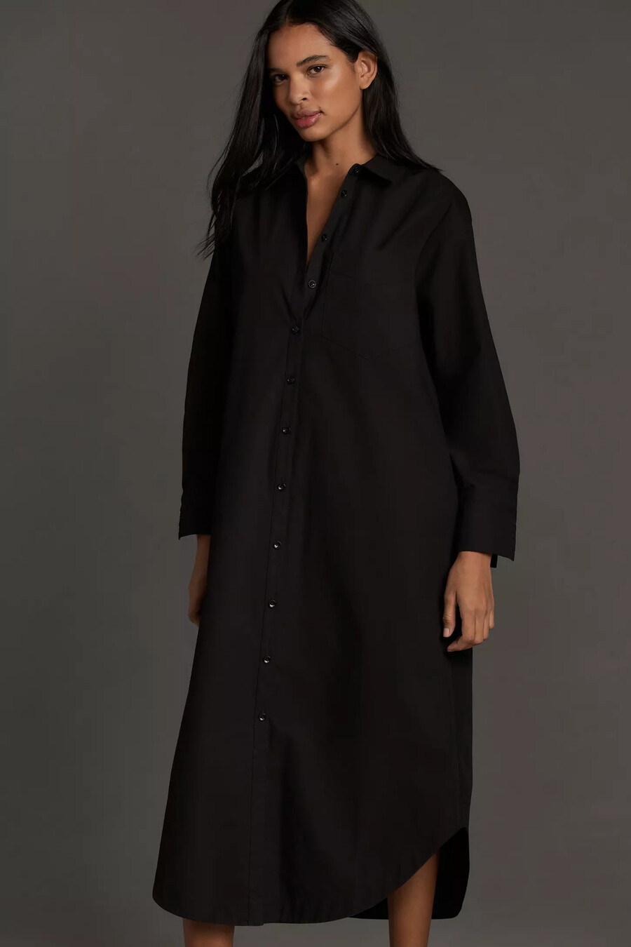 vestido camisero de manga larga de anthropologie