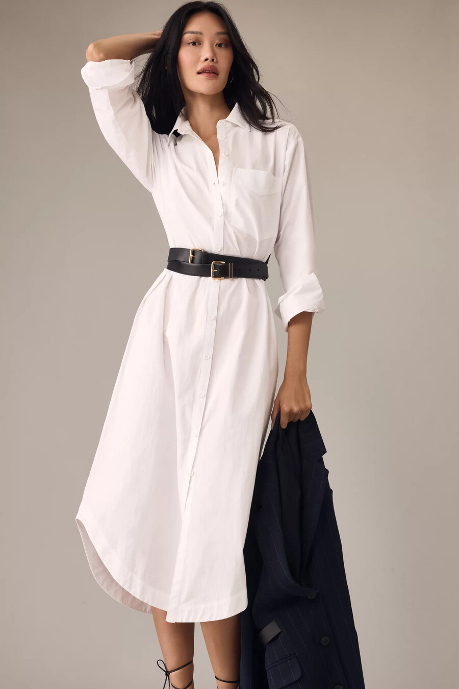 vestido camisero de manga larga de anthropologie