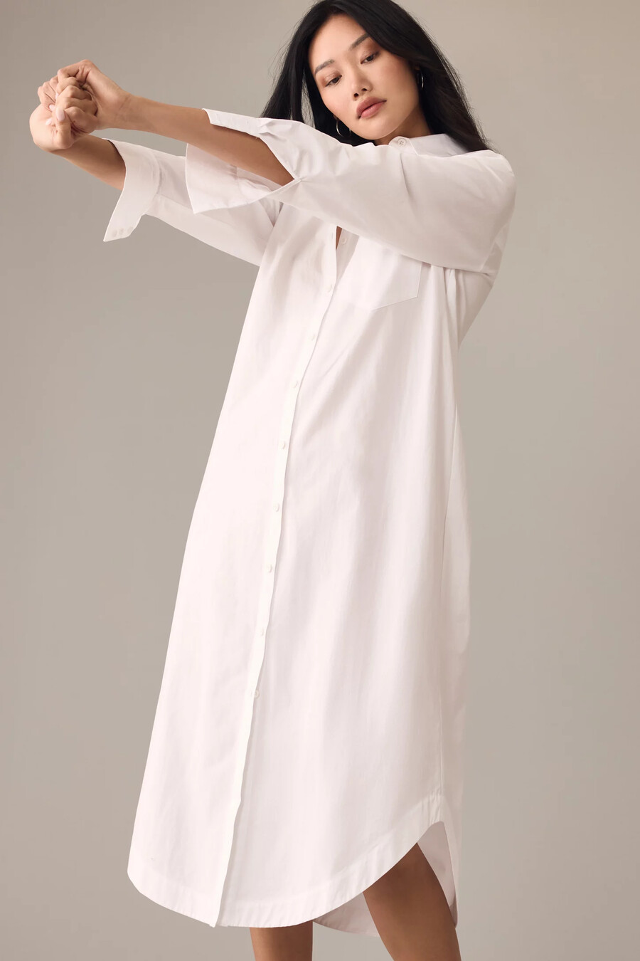 vestido camisero de manga larga de anthropologie