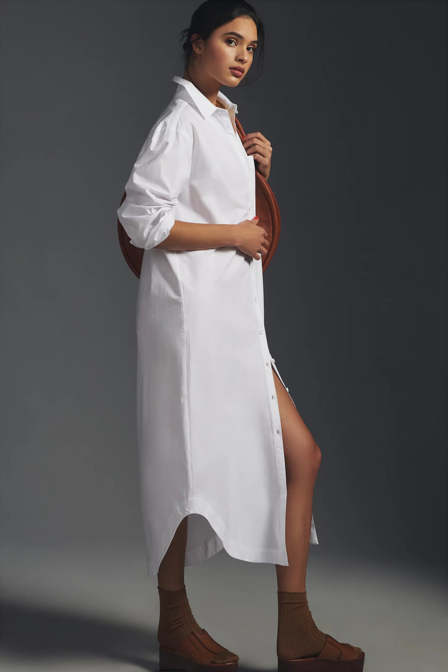 vestido camisero de manga larga de anthropologie