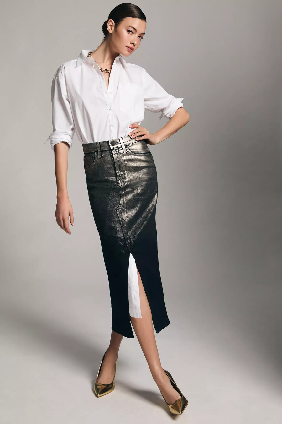 vestido camisero de manga larga de anthropologie