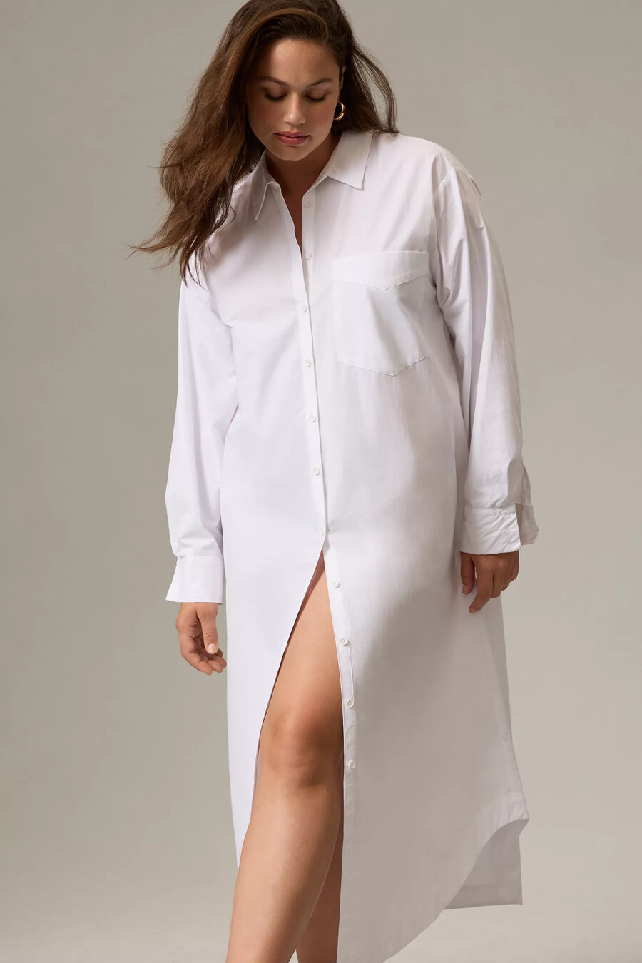 vestido camisero de manga larga de anthropologie