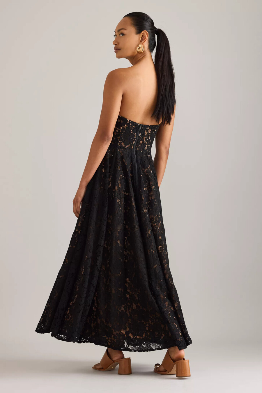 vestido midi de encaje ópalo bardot