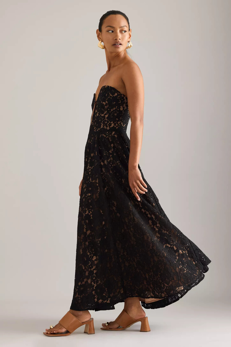 vestido midi de encaje ópalo bardot