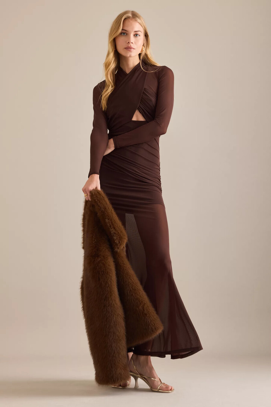 vestido largo cruzado veria de bardot