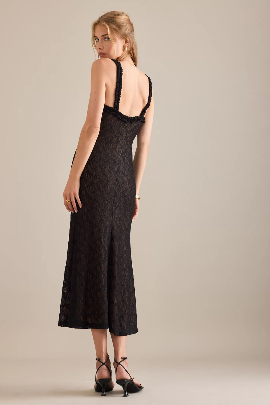 vestido midi de encaje alegra de bardot