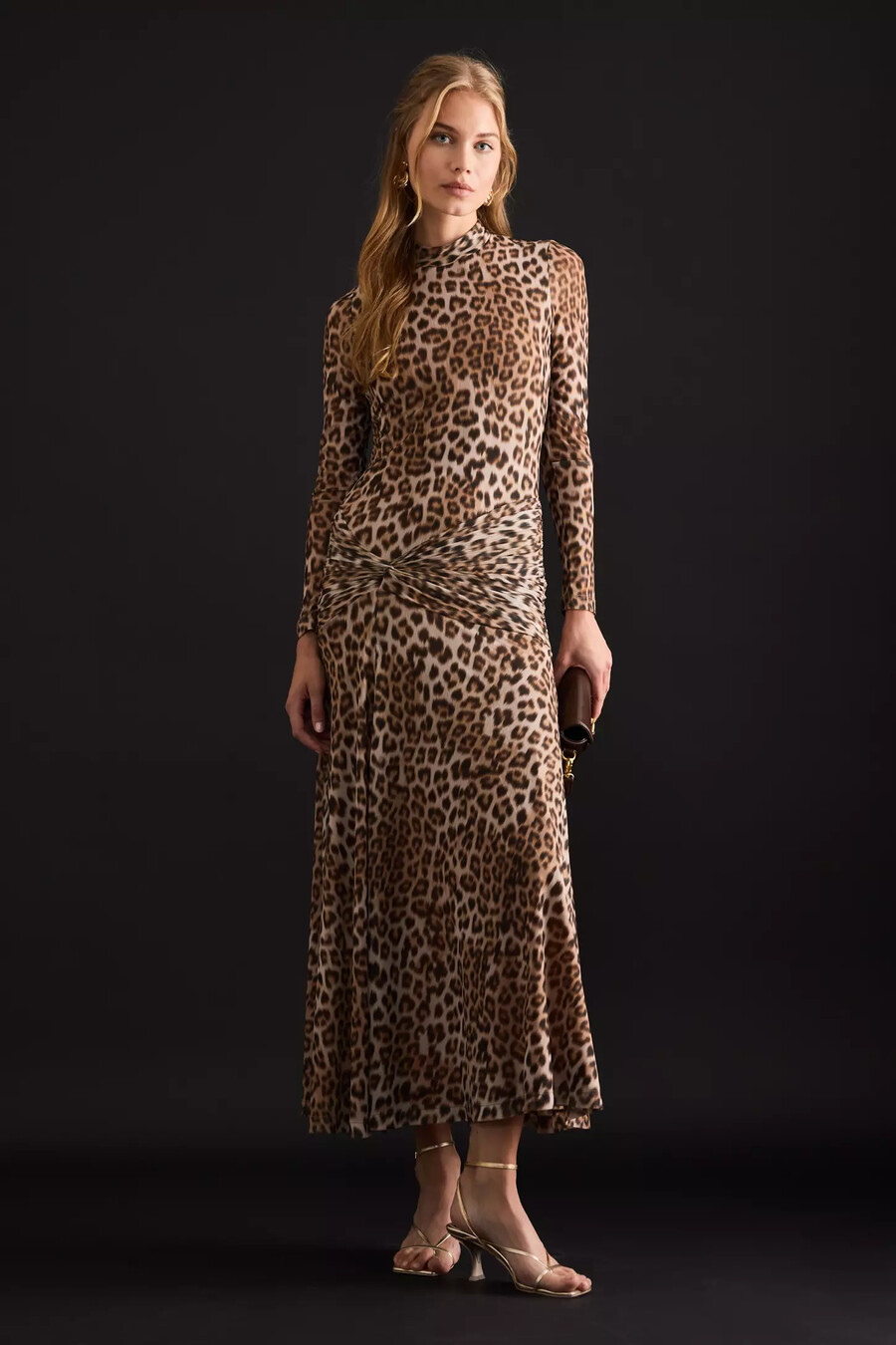 vestido midi con estampado de leopardo lea de bardot