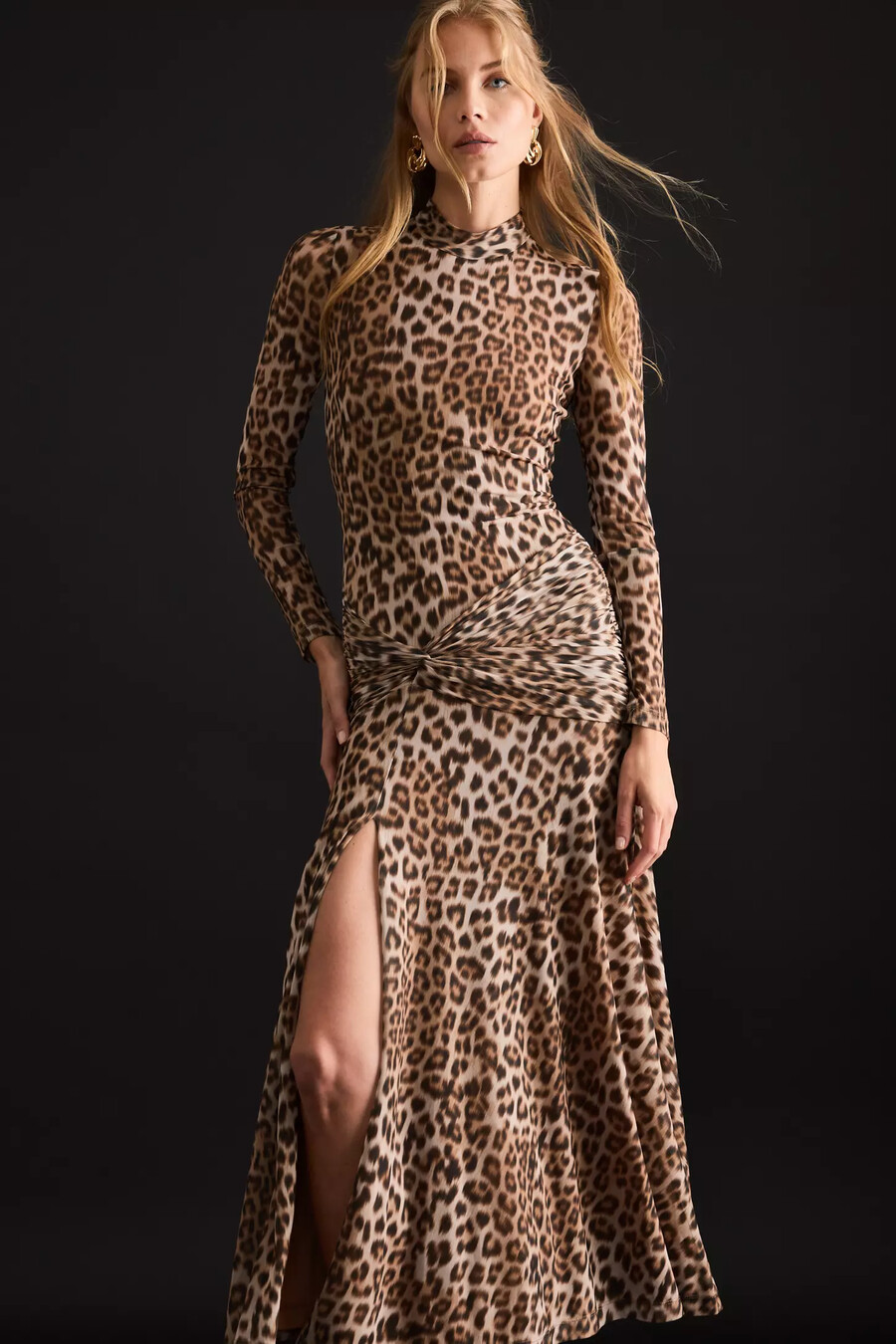 vestido midi con estampado de leopardo lea de bardot