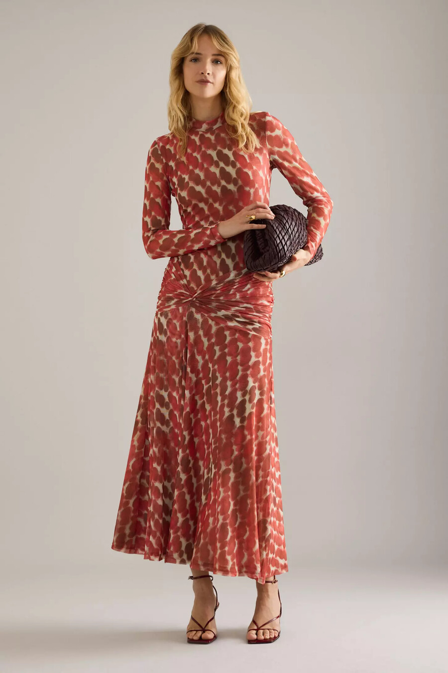 vestido midi de malla con estampado lea de bardot