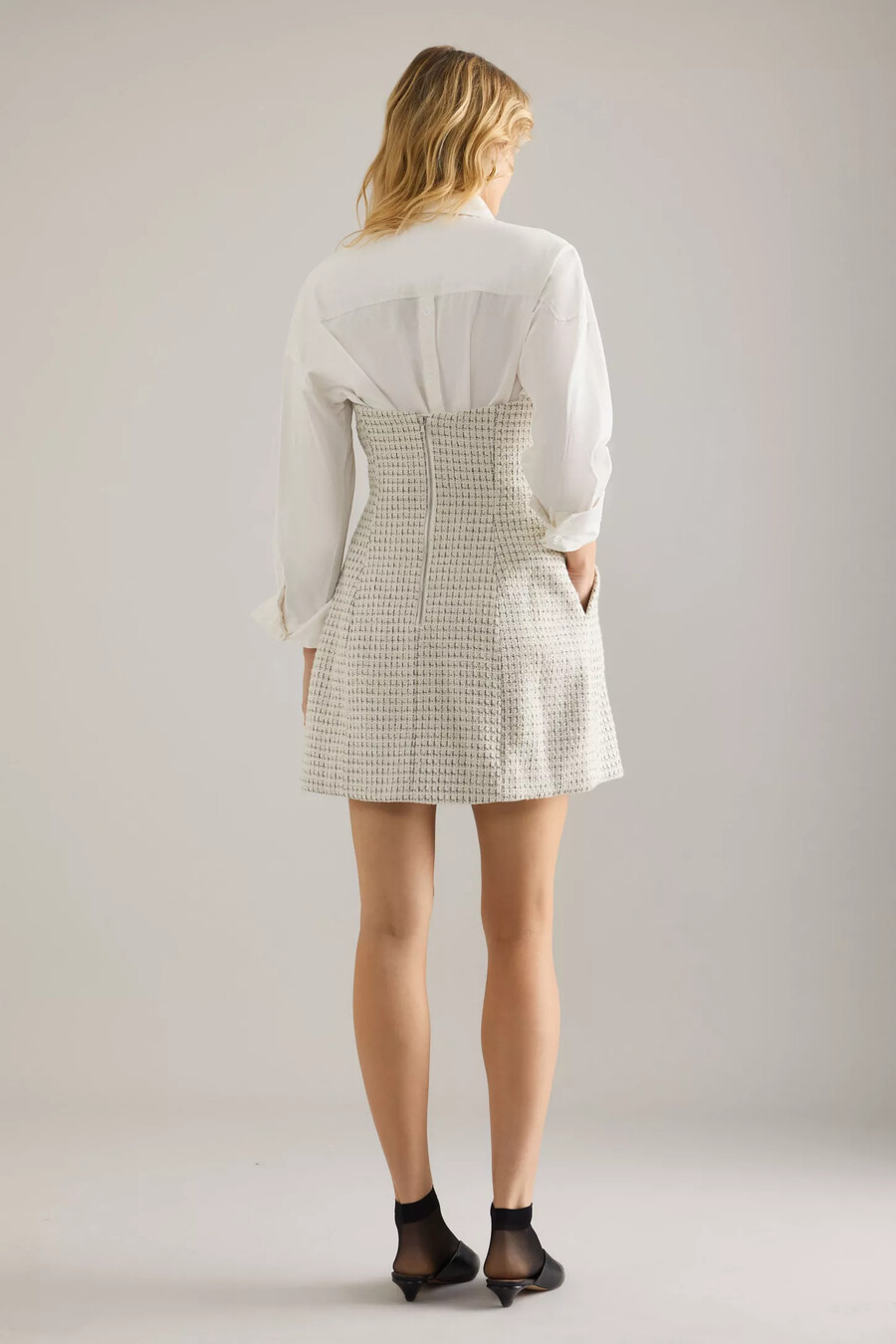 minivestido bardot florine de bouclé sin tirantes