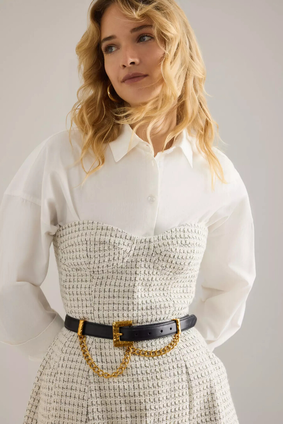 minivestido bardot florine de bouclé sin tirantes
