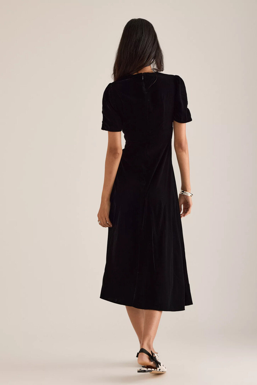 vestido midi de terciopelo con lazo delantero eleanor de nobodys child