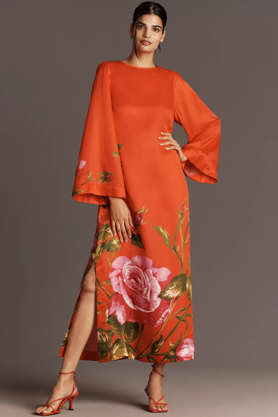 vestido largo de mezcla de seda heidi de aston studio