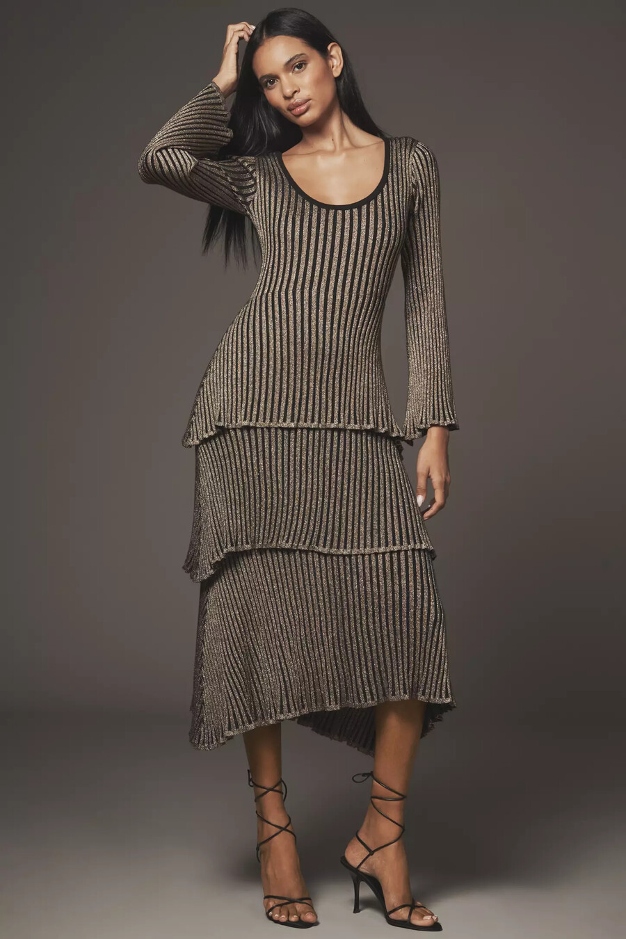 vestido midi brillante escalonado de siempre
