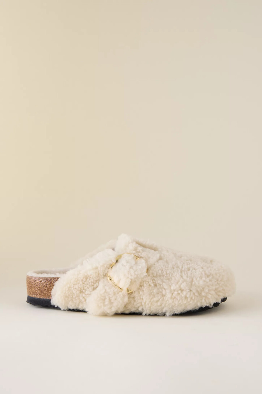 zuecos de piel de oveja con hebilla grande birkenstock boston