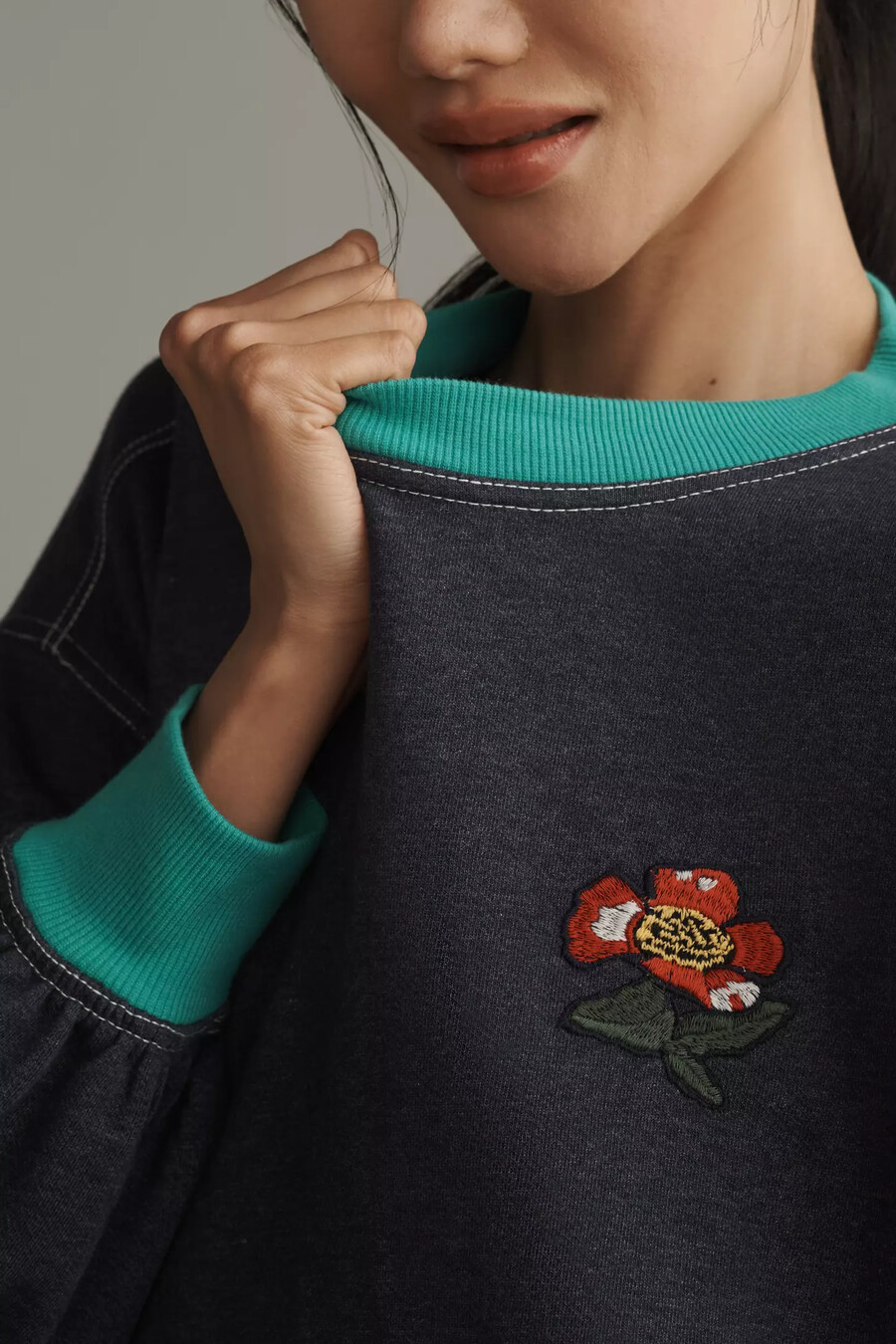 sudadera extragrande de cuello redondo pilcro pep rally