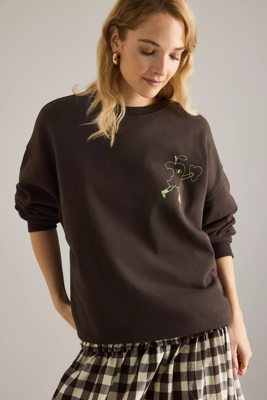 sudadera con estampado de manzana damson madder y espalda desprendible