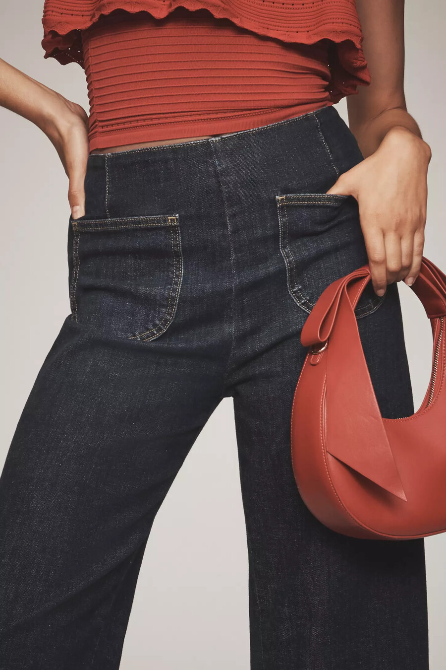 vaqueros anchos recortados con volantes colette denim de maeve