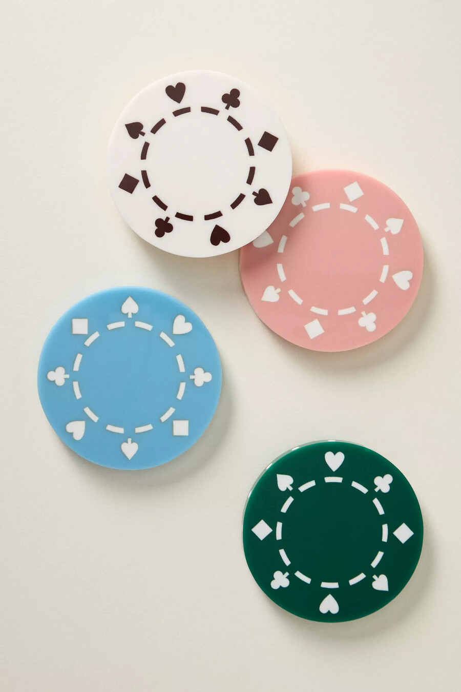 posavasos de resina con forma de ficha de póquer juego de 4