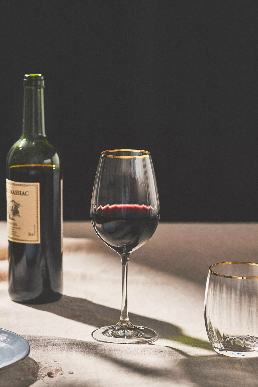 juego de 4 copas de vino sin tallo en forma de cascada