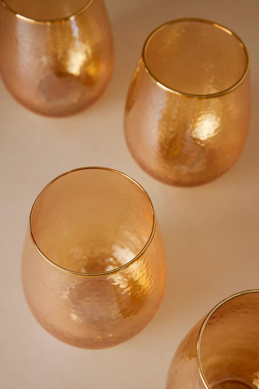 copas de vino sin tallo zaza lustered juego de 4