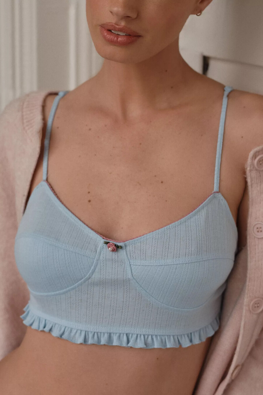 lyrebird bralette de línea larga de pointelle