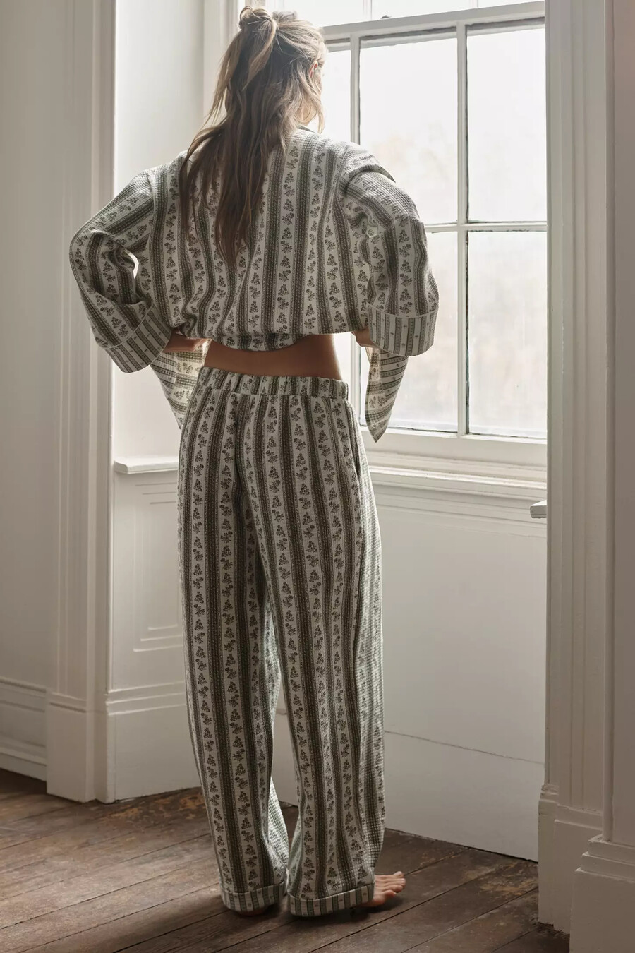 pantalones de pijama acolchados con estampado de lyrebird