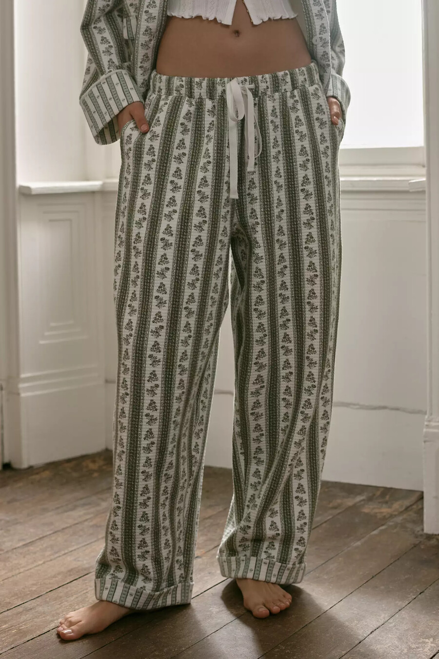 pantalones de pijama acolchados con estampado de lyrebird
