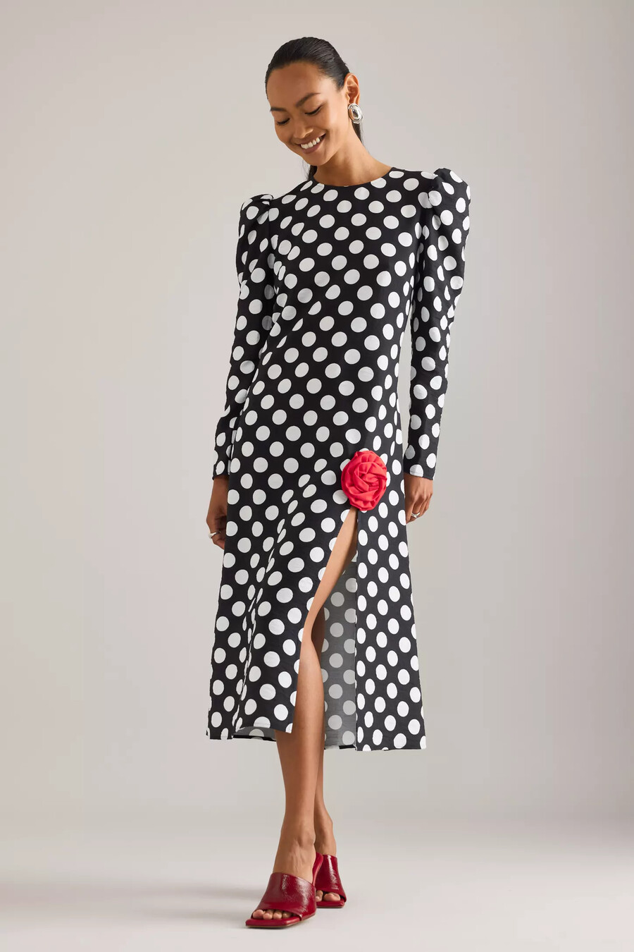 vestido largo de lunares sleeper donna