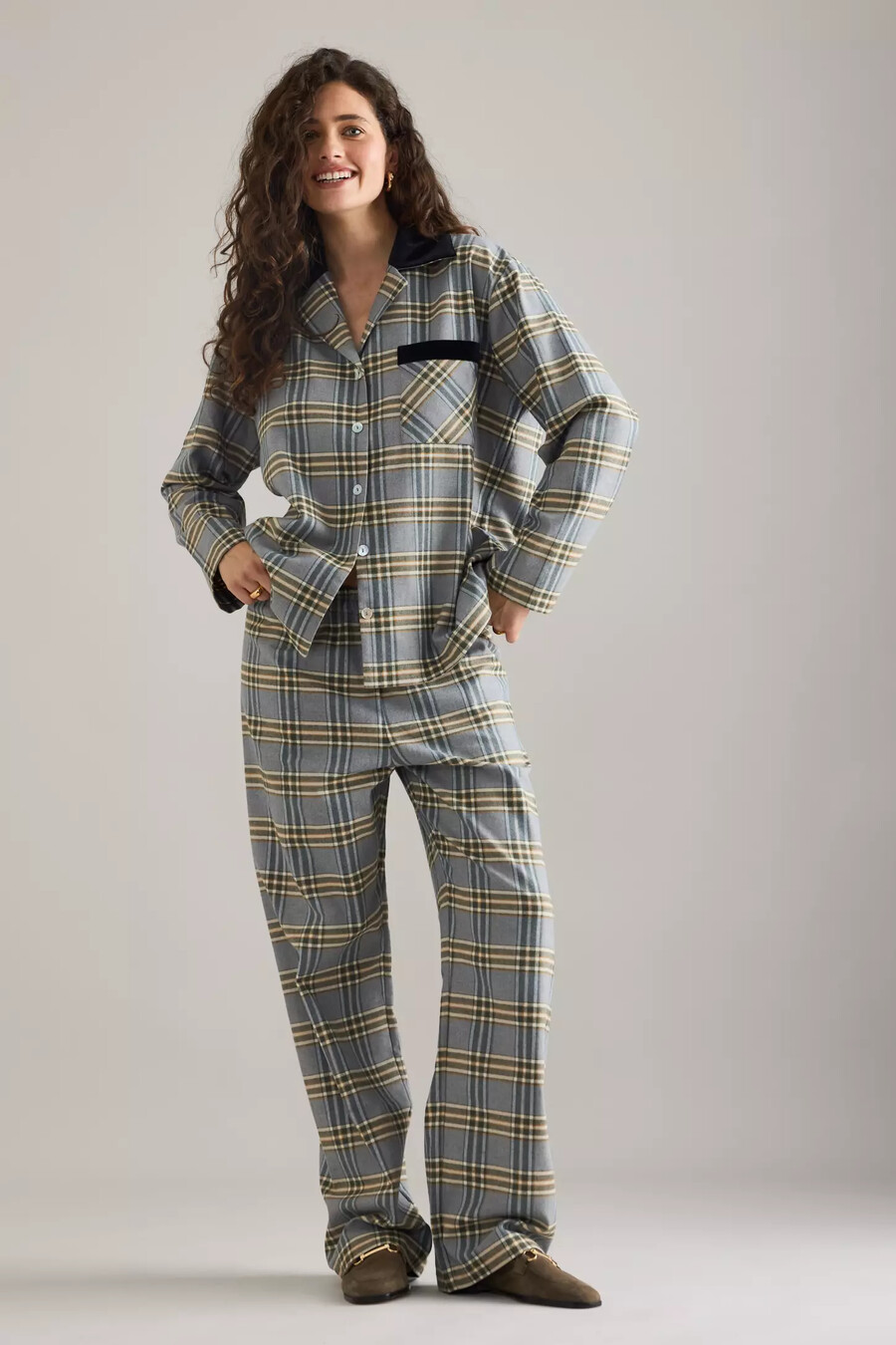 pijama largo de franela a cuadros sleeper