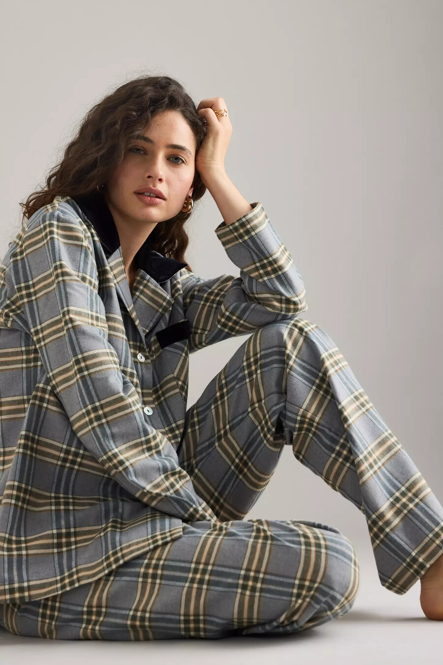 pijama largo de franela a cuadros sleeper