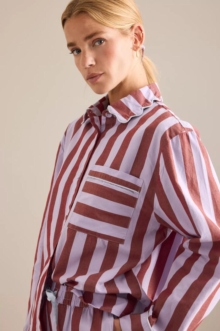 conjunto de pijama largo a rayas tbco