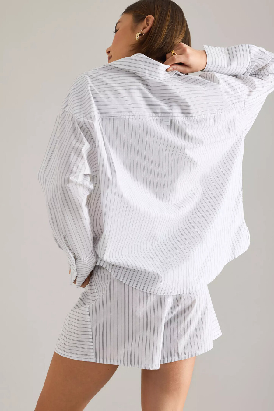 camisa de popelina a rayas de calvin klein