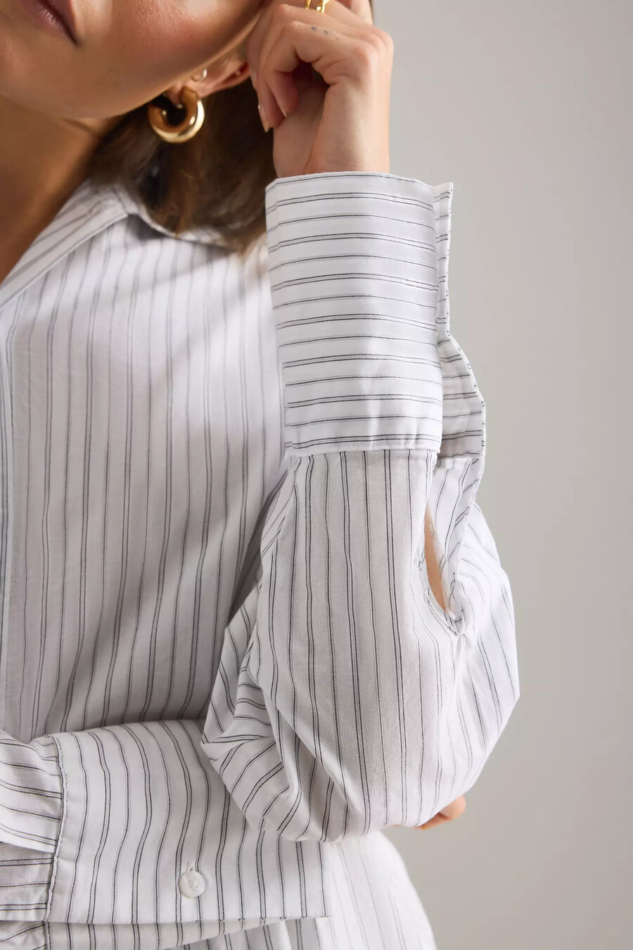 camisa de popelina a rayas de calvin klein