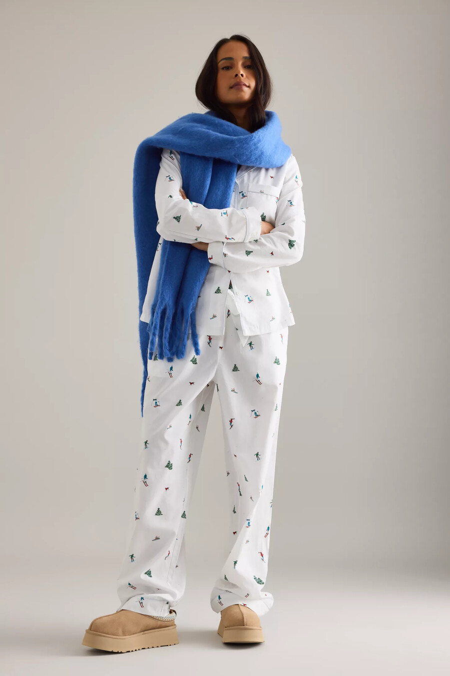pijama largo con estampado de esquí de chelsea peers