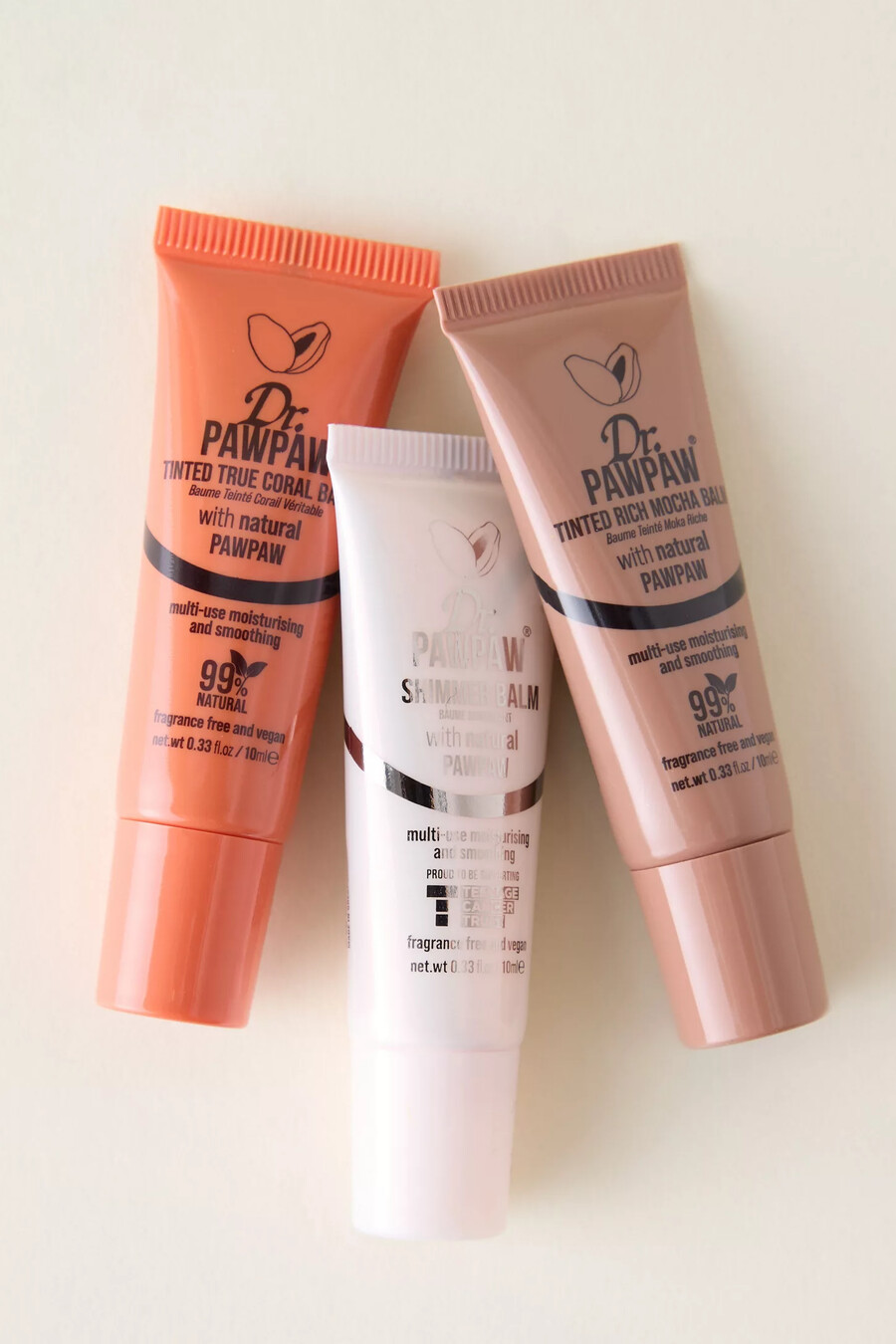colección de bálsamos labiales brillantes dr. paw paw