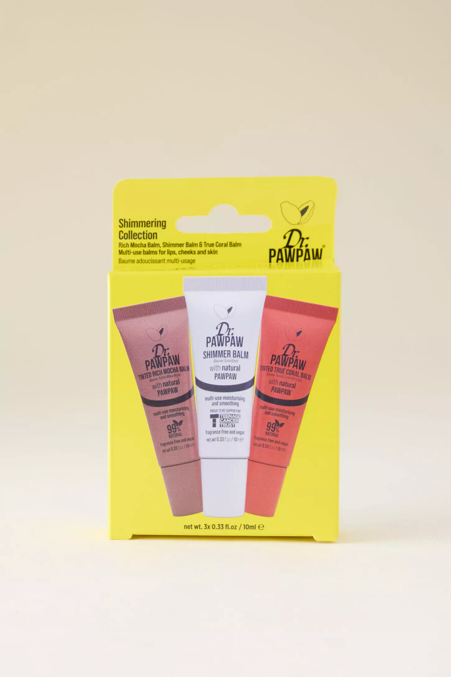 colección de bálsamos labiales brillantes dr. paw paw
