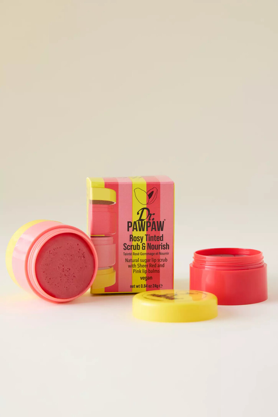 exfoliante y nutritivo con color rosado dr. paw paw