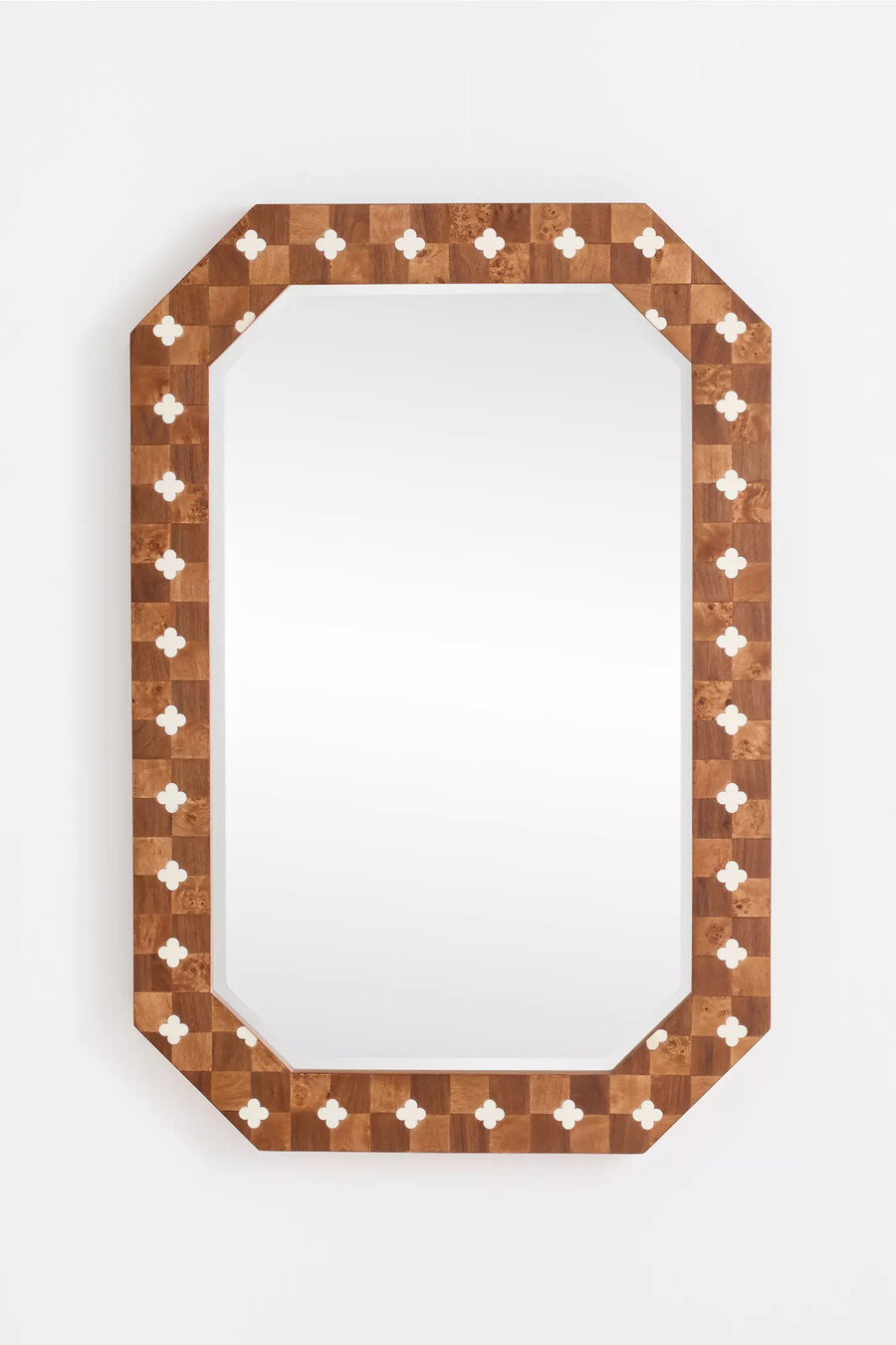 espejo de pared con incrustaciones de madera leigh burl