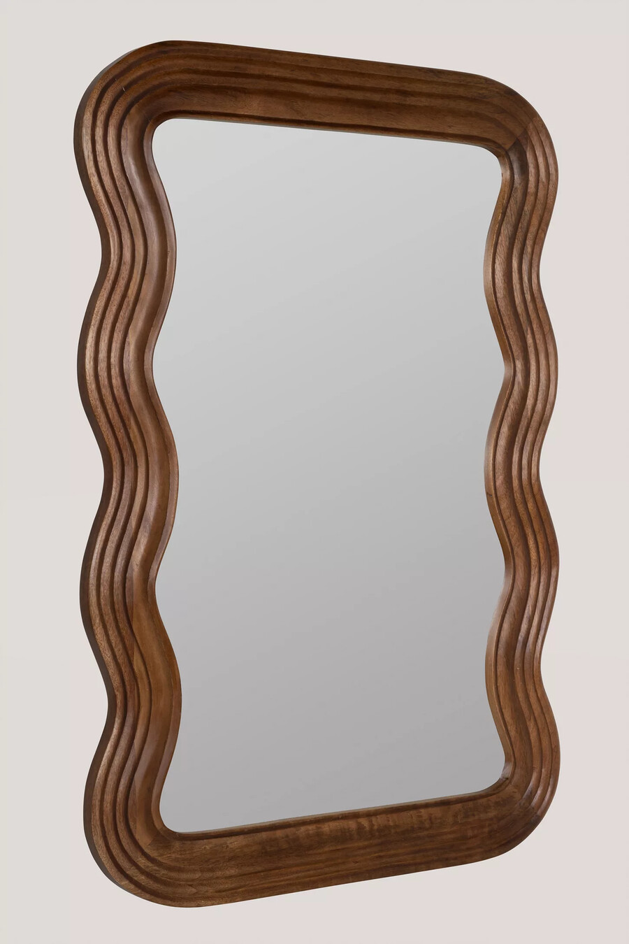 espejo de pared con marco ondulado de madera de mango frances