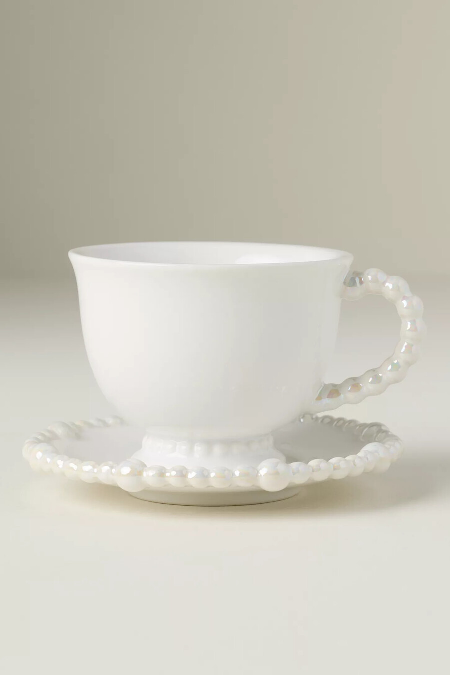 taza y platillo para espresso de cerámica perla