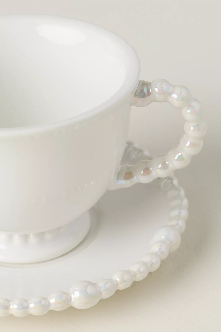 taza y platillo para espresso de cerámica perla